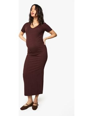 Boohoo Maternity Rib Wrap Midaxi Dress - Purple