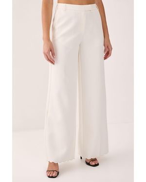 Nasty Gal Scallop Embroidered Tailored Wide Leg Trousers - Pink