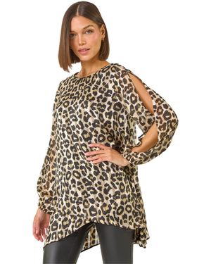 Roman Animal Print Metallic Top - Natural