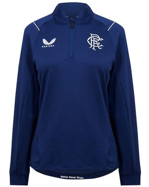 Castore Rangers Fc Zip Neck Regular Fit Sweatshirt - Blue