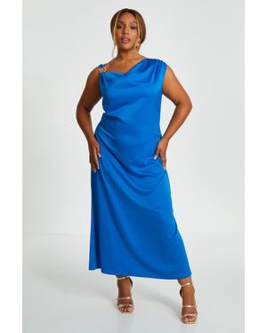 Quiz Curve Asymmetric Cowl Neck Midaxi Dress - Blue