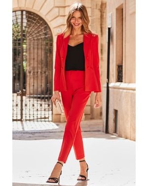 Sosandar Tuxedo Blazer Jacket - Red