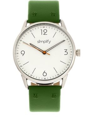 Simplify Vereenvoudig Het 6300 Horloge Met Leren Band - Groen