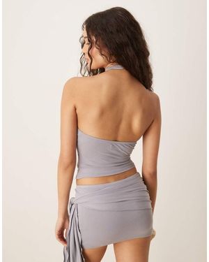 Motel Romesa Slinky Cupro Halter Top - Purple