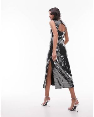 TOPSHOP Disco Sequin Midi Dress - White