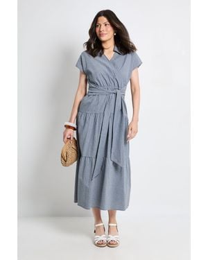 PRINCIPLES Tiered Tie Waist Midaxi Dress - Blue