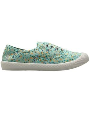 Palladium Penguin Anita Canvas Sage Floral Court Shoes - Green