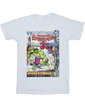 Marvel Spider- Vs Hulk Cover T-Shirt Cotton - White