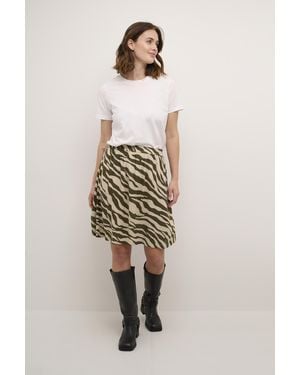 Kaffe Rok Regular Fit Sand/green Animal Print Multicolour - Naturel