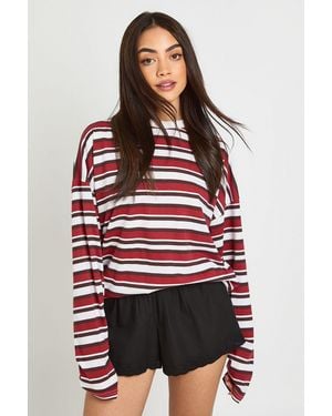 Boohoo Poplin Broderie Trim Short - Red