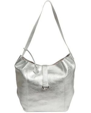 NiNa Amora 'Sofia' Metallic Leather Tote Bag - Grey