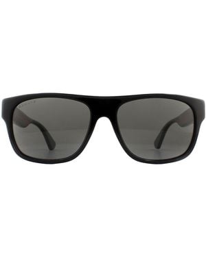 Gucci Rectangle With And Stripe Polarized Sunglasses - Black