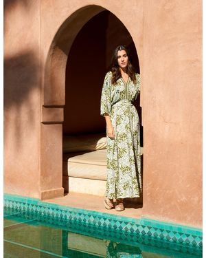 Blue Vanilla Embellished V Front & Back Maxi Dress - Green