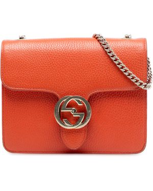 Gucci Pre-Owned Small Dollar Calfskin Interlocking G Crossbody - Red