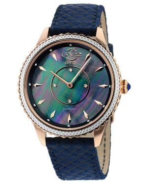 Gv2 Siena, Swiss Quartz Watch, Mop Dial, Hand Made Italian Leather, And Sapphire Crystal - Blue
