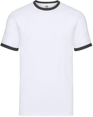 Fruit Of The Loom Adult Ringer T-Shirt Cotton - White