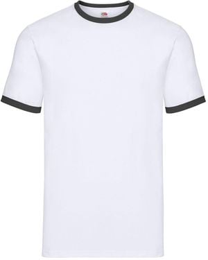 Fruit Of The Loom Adult Ringer T-Shirt Cotton - White