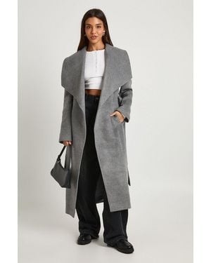 Boohoo Waterfall Wool Blend Coat - Grey