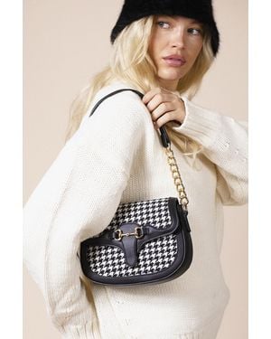 SVNX Houndstooth Shoulder Bag - Black
