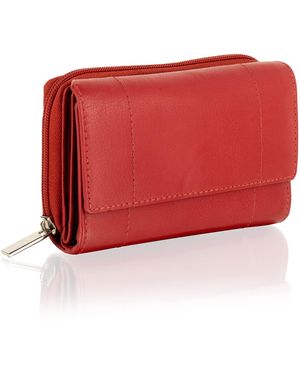Woodland Leathers Genuine Leather Purse Rfid Blocking Wallet - Red