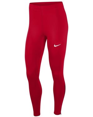 Nike Full Length Solid Patterned Leggings - Red