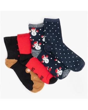 Vero Moda Hoho Cotton Mix 4 Pack Christmas Socks Multi - Blue