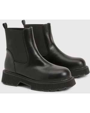 Boohoo Wide Fit Chunky Low Block Heel Chelsea Boots - Black
