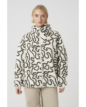 Brave Soul Sherpa Fleece Ripple Print Sweatshirt - White