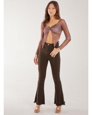 Pink Vanilla Butterfly Mesh Long Sleeve Top - Natural
