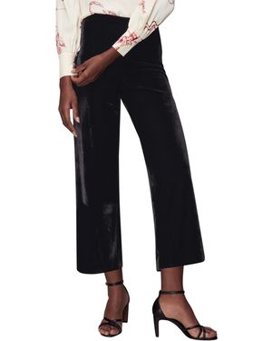 Whistles Velvet Wide Leg Crop Trousers - Blue