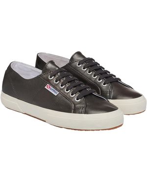Superga Ladies 2750 Metallic Leather Trainers (Metallic/Off) - Black