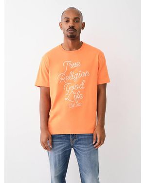 TRUE RELIGION Relaxed Rope Embroidered Tee - Orange