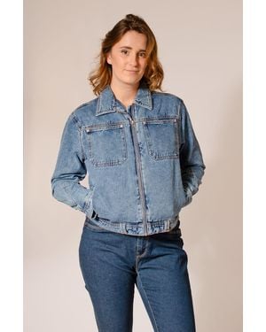 Anonyme Designers Zip Front Denim Jacket - Blue