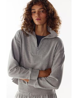 Penti Half-Zip Brushed Sweatshirt - Grey