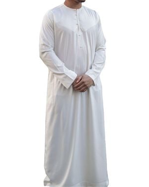 Thobez Thobe Robe Satin Emirati Islamic Jubba Eid Regular Fit - White