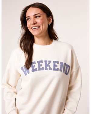 Blue Vanilla Weekend Denim Applique Sweatshirt - Natural