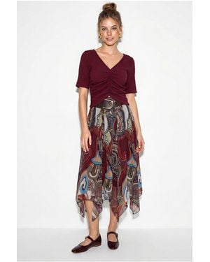 Bianco Lucci Cotton Skirt - Red