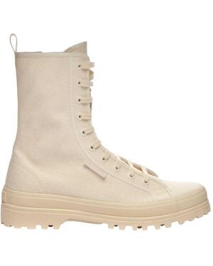 Superga Ladies 2341 Alpina Canvas Platform Boots (Raw) - Natural