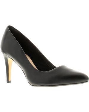 Clarks Laina Rae Leather Ladies Heels Court Shoes - Black