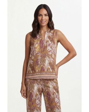 Wallis Tropical Print Sleeveless Top - Brown