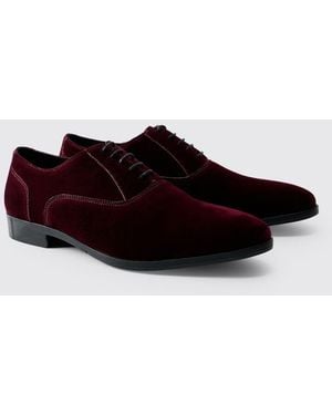 BoohooMAN Velvet Oxford Shoe - Red
