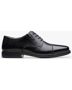 Clarks Cosgrove Cap Leather Shoes - Black