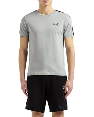 Armani Ea7 Emporio 3Dpt35 Pj02Z Tape Logo T-Shirt Griffin Casuaul Tee - Grey