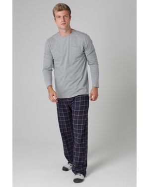 Tokyo Laundry Mid Cotton Long Sleeve Pyjama Set - Grey