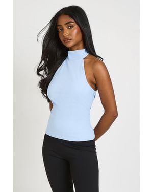 Boohoo Fitted Halterneck Cinched Top - White