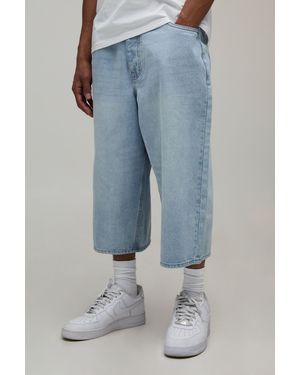 BoohooMAN Extreme Longline Baggy Fit Jorts - Blue