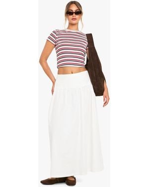 Boohoo Poplin Midi Skirt - White
