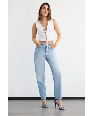 Hiccup Sleeveless V-Neck Tie-Front Top - Blue