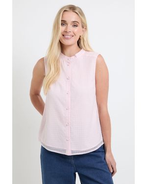 Wallis Petite Check Organza Sleevelss Blouse - White