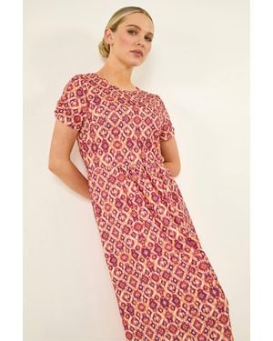 Roman Petite Abstract Gathered Waist Dress